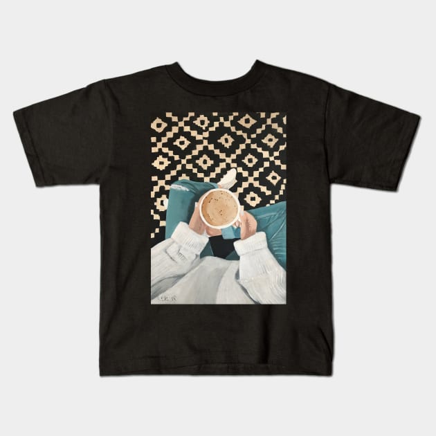 Dont Look For Love Look For Coffee Latte Kids T-Shirt by kerimeart